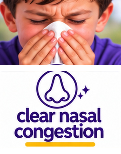 Child clearing a congested nose with Steralis Labs 7% hypertonic saline