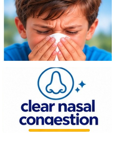 Saline ampoule being used to rinse and clear a congested nose